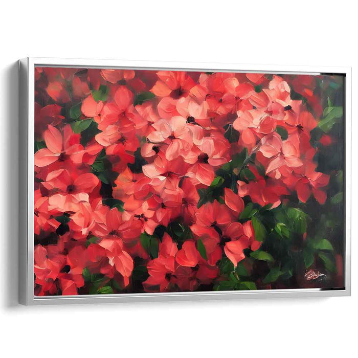 Brushstroke Ballet of Crimson Petals: Impressionist Red Flower Canvas Art Print