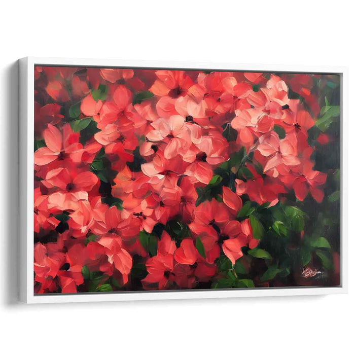 Brushstroke Ballet of Crimson Petals: Impressionist Red Flower Canvas Art Print