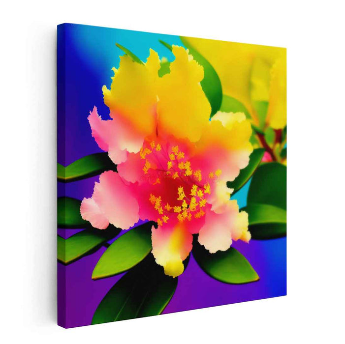 Pixel Petal Symphony: Vivid Floral Digital Art Canvas