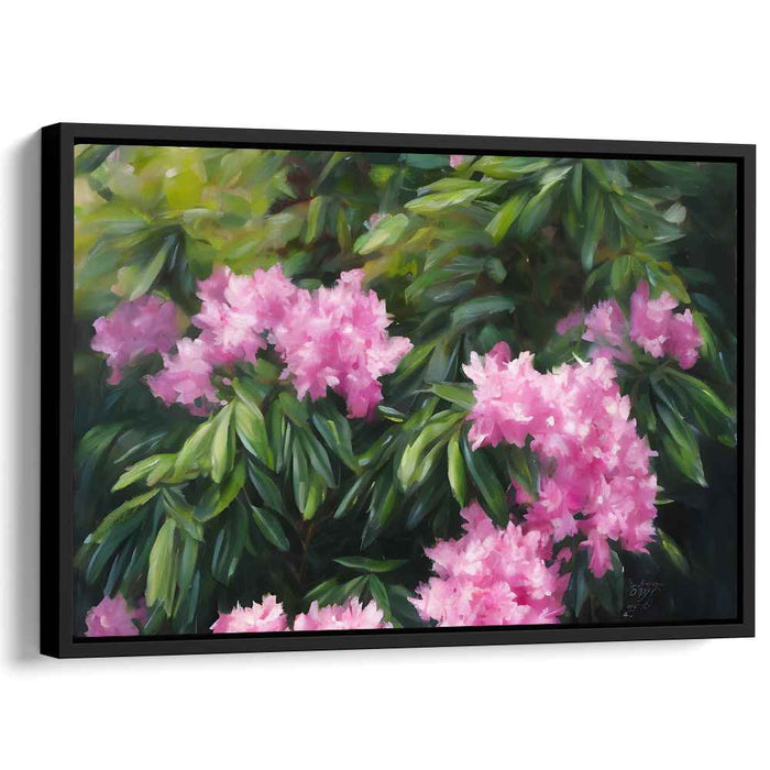 Blush Melody: Impressionistic Pink Rhododendrons Canvas Art