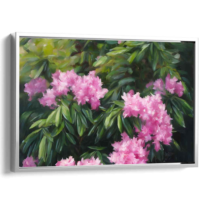 Blush Melody: Impressionistic Pink Rhododendrons Canvas Art