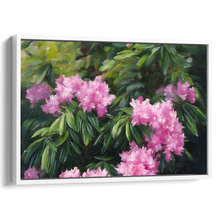 Blush Melody: Impressionistic Pink Rhododendrons Canvas Art