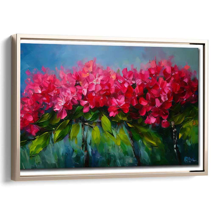 Crimson Garden Whispers: Impressionistic Red Hydrangeas Canvas Art Print