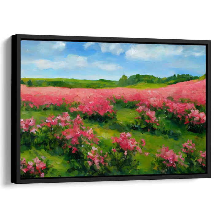Pastel Meadow Impression: Impressionist Pink Flower Field Landscape