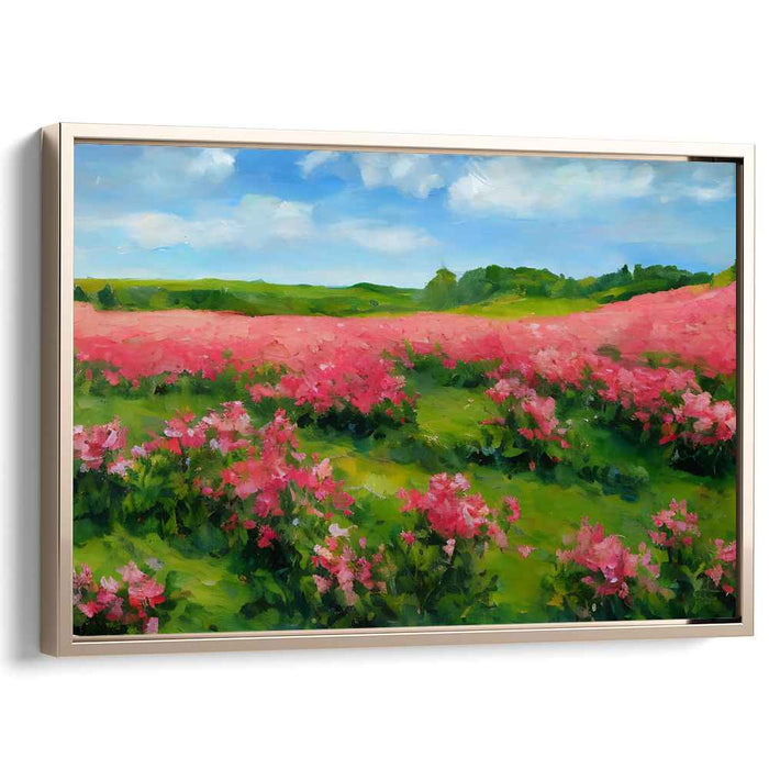 Pastel Meadow Impression: Impressionist Pink Flower Field Landscape