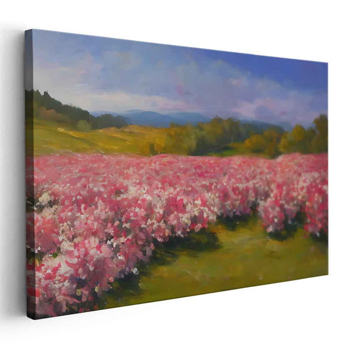 Enchanted Garden Bliss: Lush Landscape and Floral Oil Painting