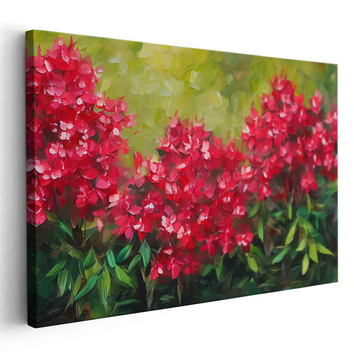 Crimson Blossom Harmony: Impressionist Red Floral Canvas Art Print