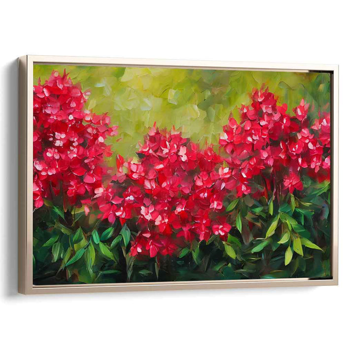 Crimson Blossom Harmony: Impressionist Red Floral Canvas Art Print