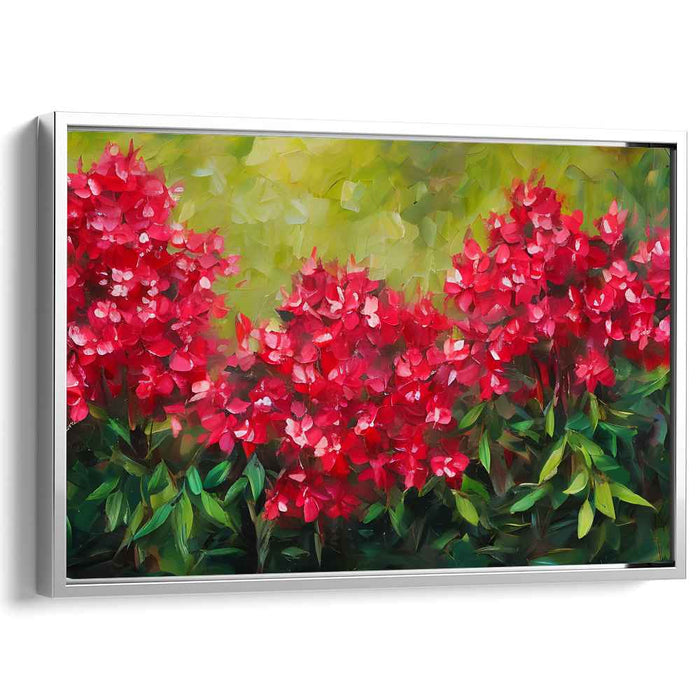 Crimson Blossom Harmony: Impressionist Red Floral Canvas Art Print