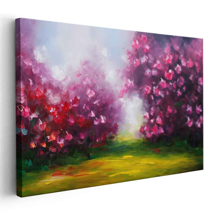 Enchanted Blossom Lane: Impressionist-Inspired Floral Path Canvas Art