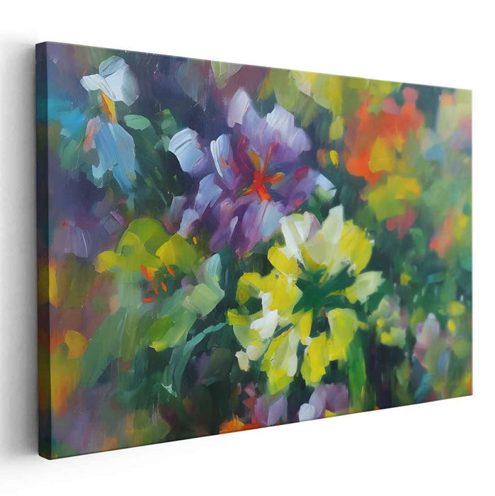 Brushstrokes Abloom: Impressionist-Inspired Vibrant Garden Canvas Art