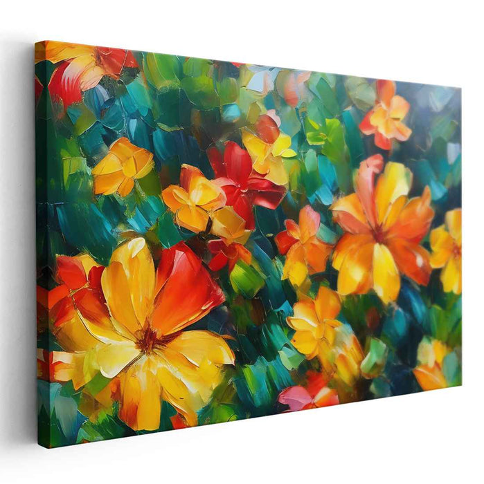 Blossom Whispers Alive in Color: Vibrant Floral Impressionist Canvas Art Print