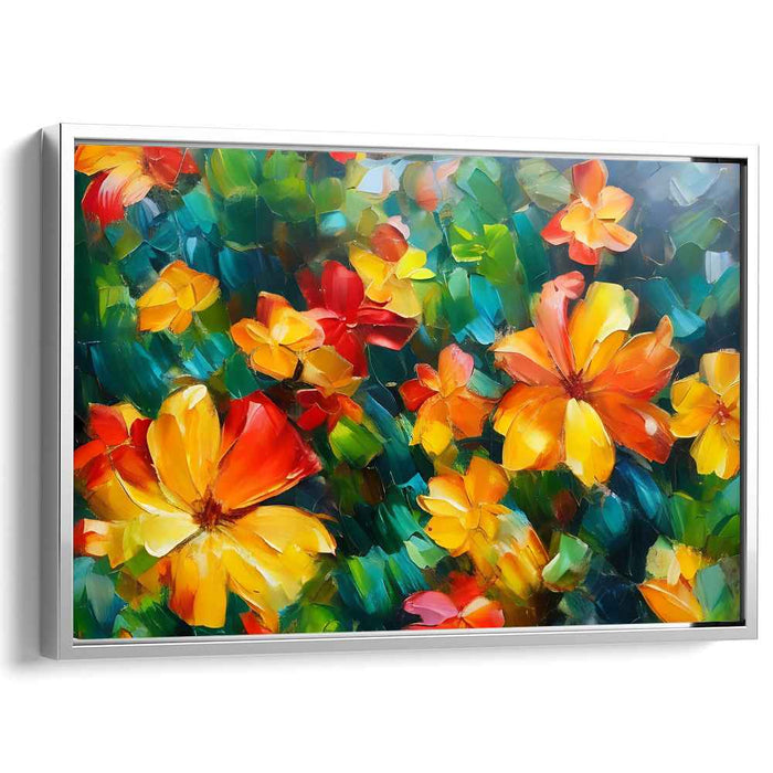 Blossom Whispers Alive in Color: Vibrant Floral Impressionist Canvas Art Print