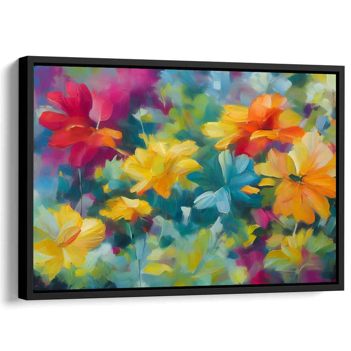 Blooms Dance with Brushstrokes: Vibrant Floral Impressionist Canvas Art Print