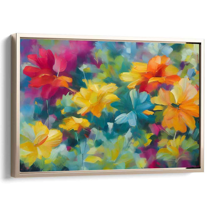 Blooms Dance with Brushstrokes: Vibrant Floral Impressionist Canvas Art Print