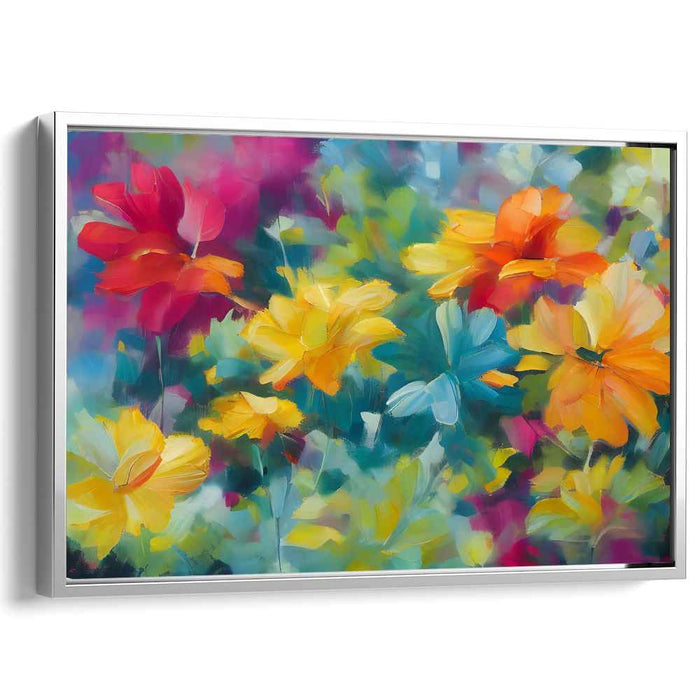 Blooms Dance with Brushstrokes: Vibrant Floral Impressionist Canvas Art Print