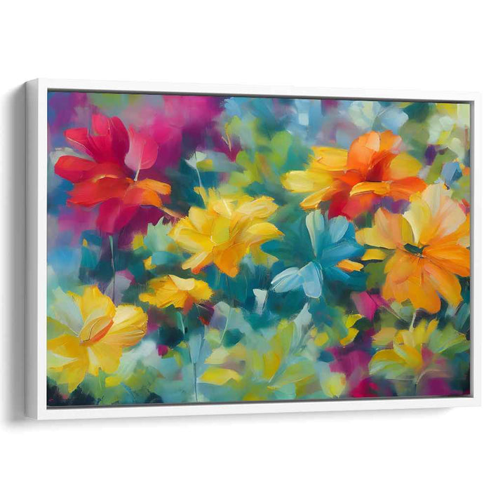 Blooms Dance with Brushstrokes: Vibrant Floral Impressionist Canvas Art Print