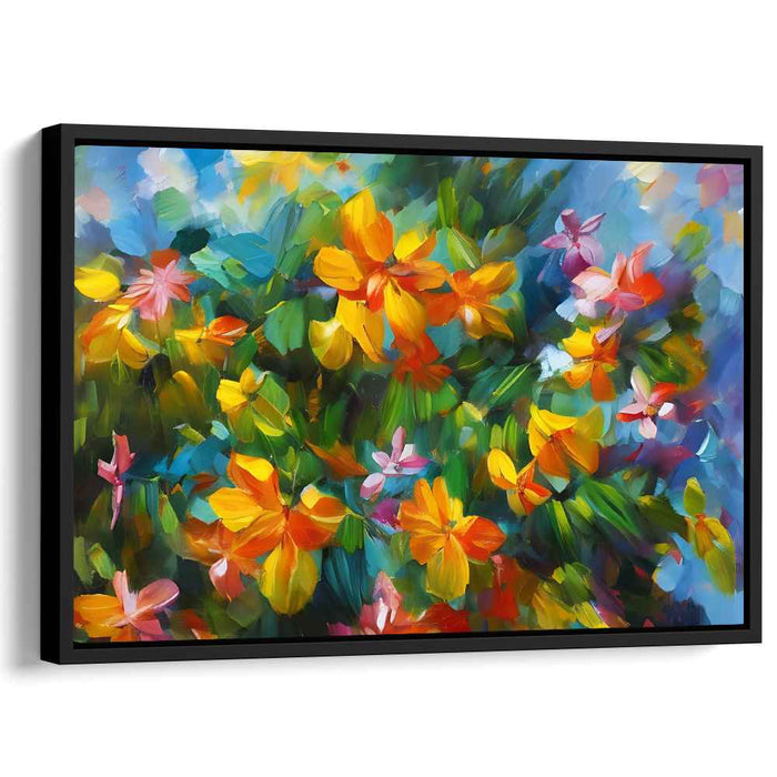 Blossom Dance Spectrum: Vibrant Blooming Garden Canvas Art Print