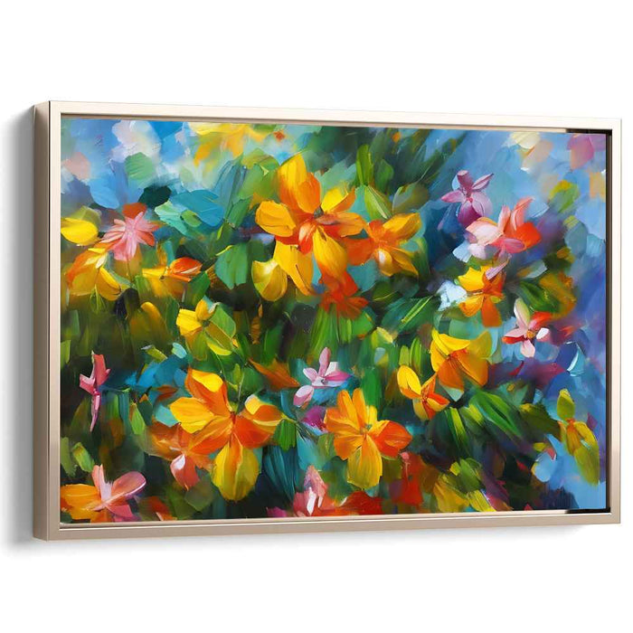 Blossom Dance Spectrum: Vibrant Blooming Garden Canvas Art Print