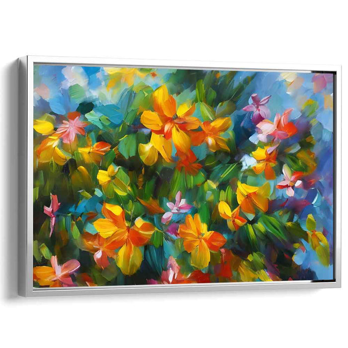 Blossom Dance Spectrum: Vibrant Blooming Garden Canvas Art Print