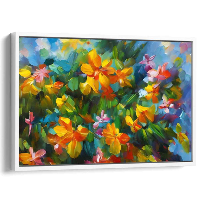 Blossom Dance Spectrum: Vibrant Blooming Garden Canvas Art Print