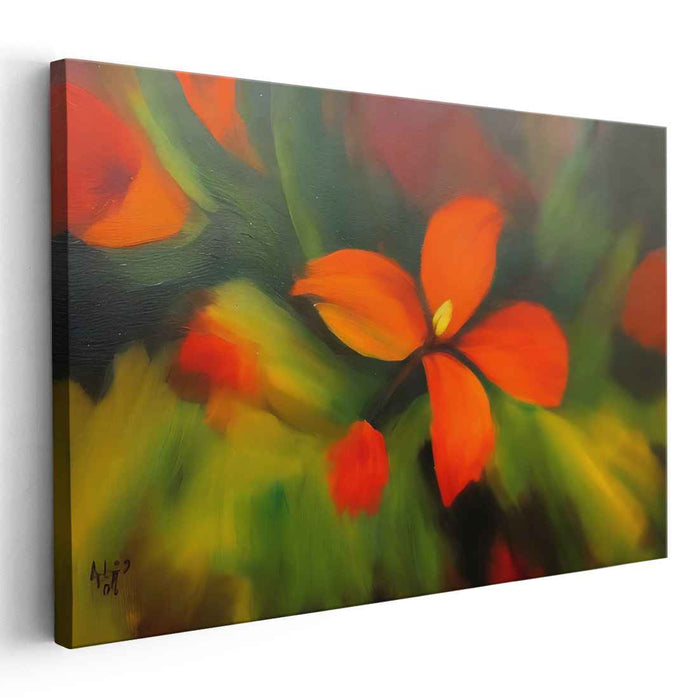 Sunset Blooms: Vivid Red-Orange Floral Canvas Art Print