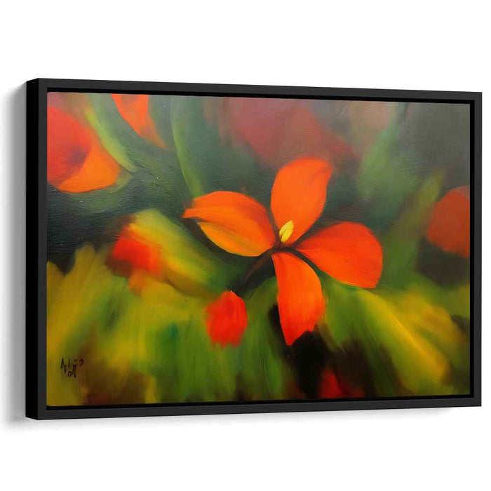 Sunset Blooms: Vivid Red-Orange Floral Canvas Art Print