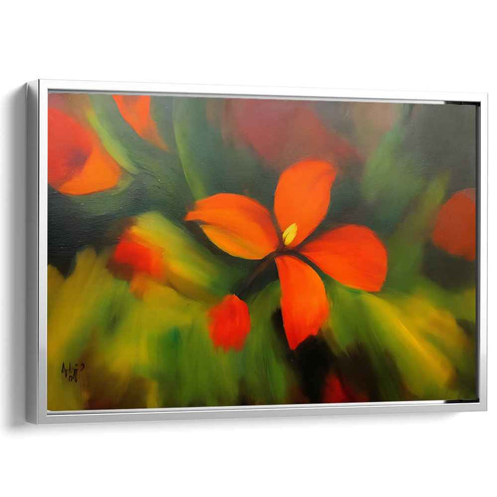 Sunset Blooms: Vivid Red-Orange Floral Canvas Art Print