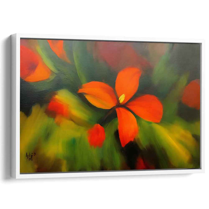 Sunset Blooms: Vivid Red-Orange Floral Canvas Art Print