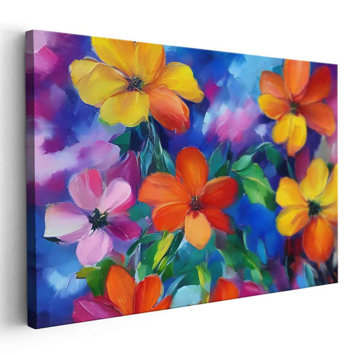 Blooms Dance With Sunlight: Vibrant Floral Canvas Art Print