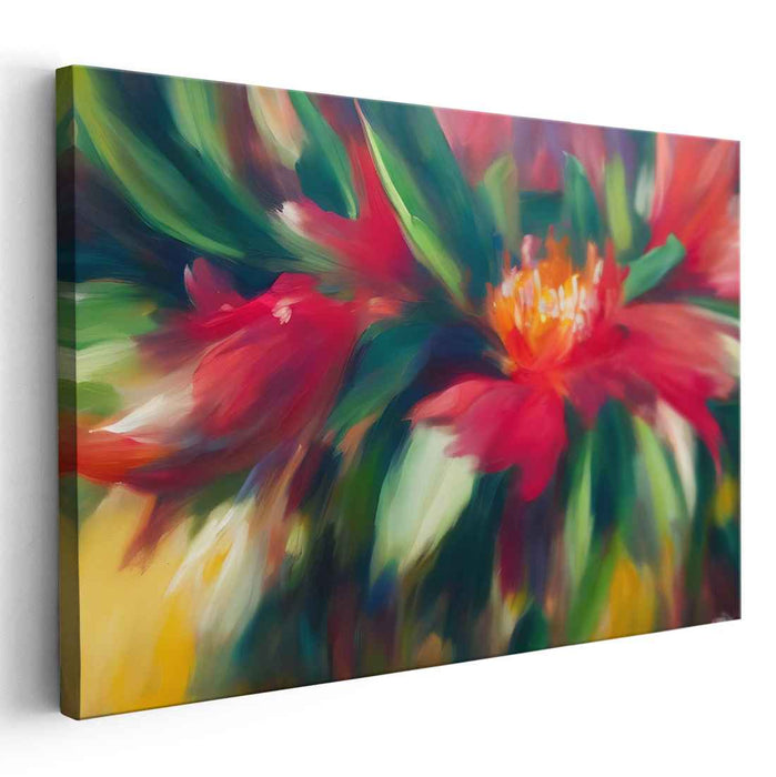 Crimson Bloom Tapestry: Lush Red Blossom Canvas Art