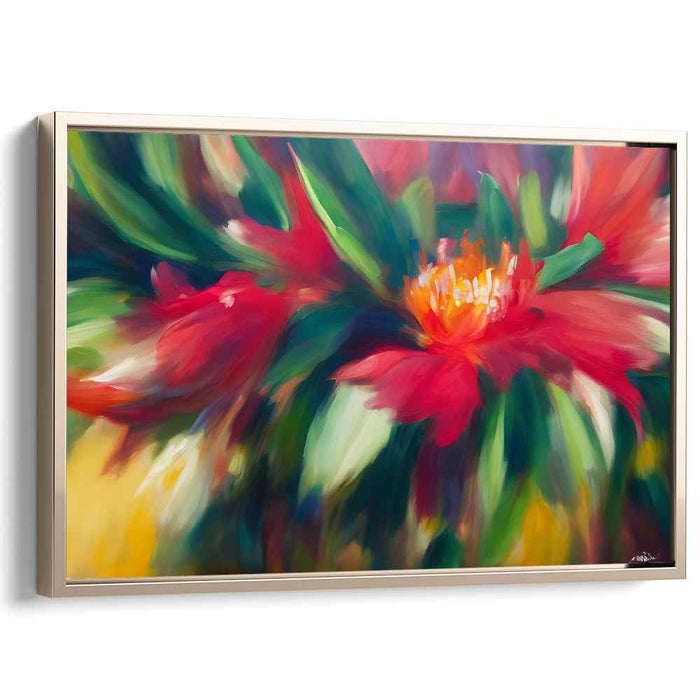 Crimson Bloom Tapestry: Lush Red Blossom Canvas Art
