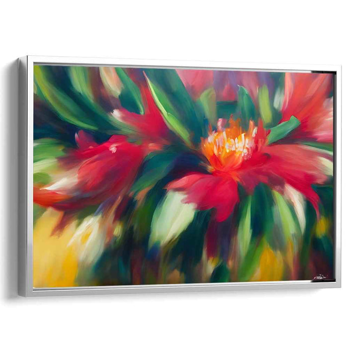 Crimson Bloom Tapestry: Lush Red Blossom Canvas Art