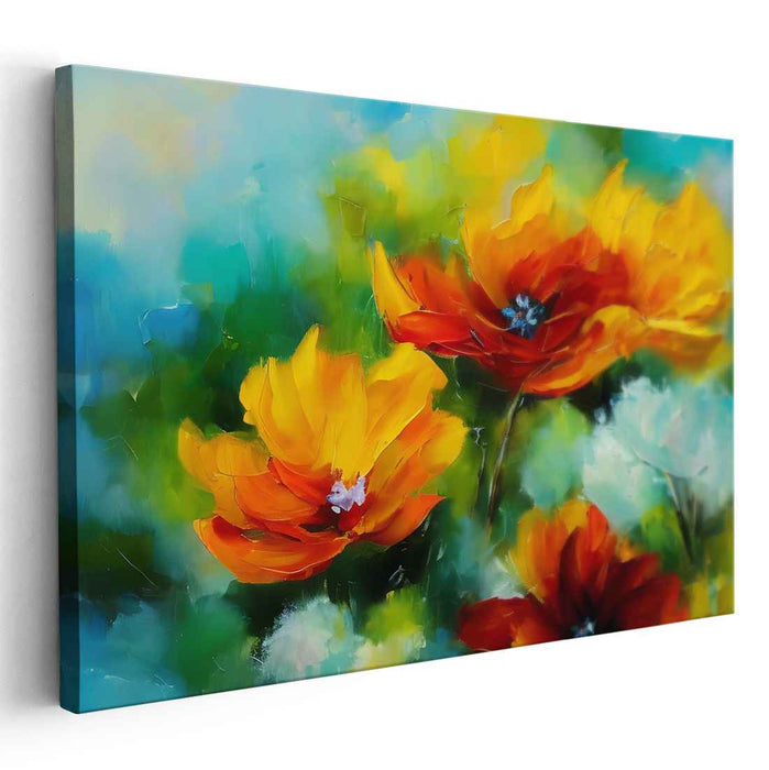 Floral Melody Abstraction: Abstract Floral Expressionist Canvas Art Print