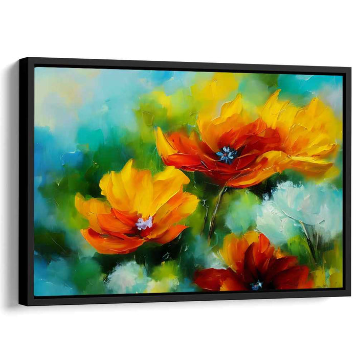 Floral Melody Abstraction: Abstract Floral Expressionist Canvas Art Print