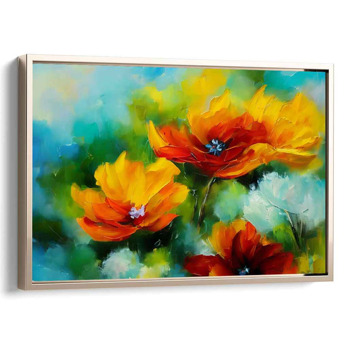 Floral Melody Abstraction: Abstract Floral Expressionist Canvas Art Print
