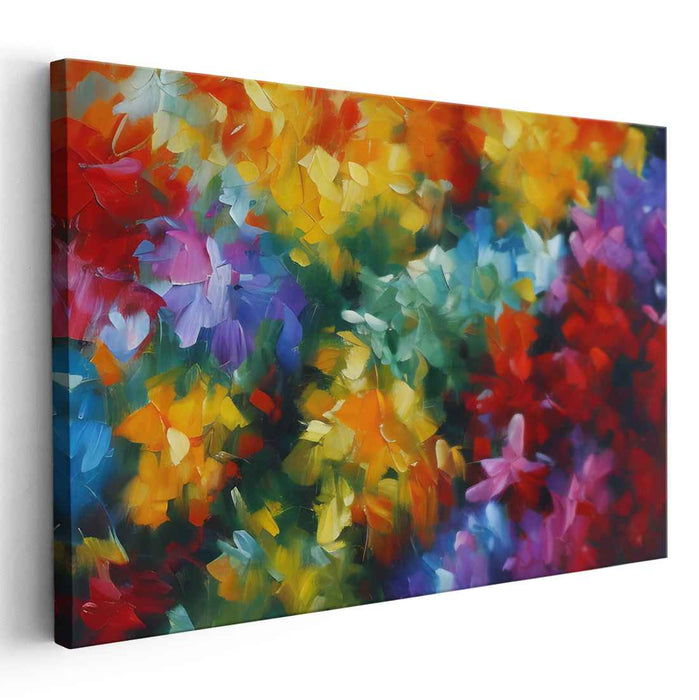 Chromatic Garden Symphony: Colorful Impressionist Floral Canvas Art Print