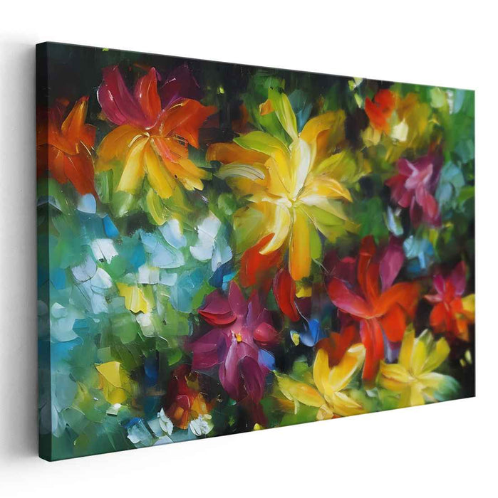 Blossoming Oasis Dreams: Vibrant Garden Blooms Canvas Art Print