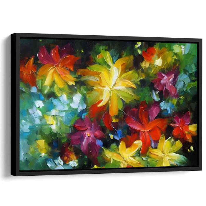 Blossoming Oasis Dreams: Vibrant Garden Blooms Canvas Art Print