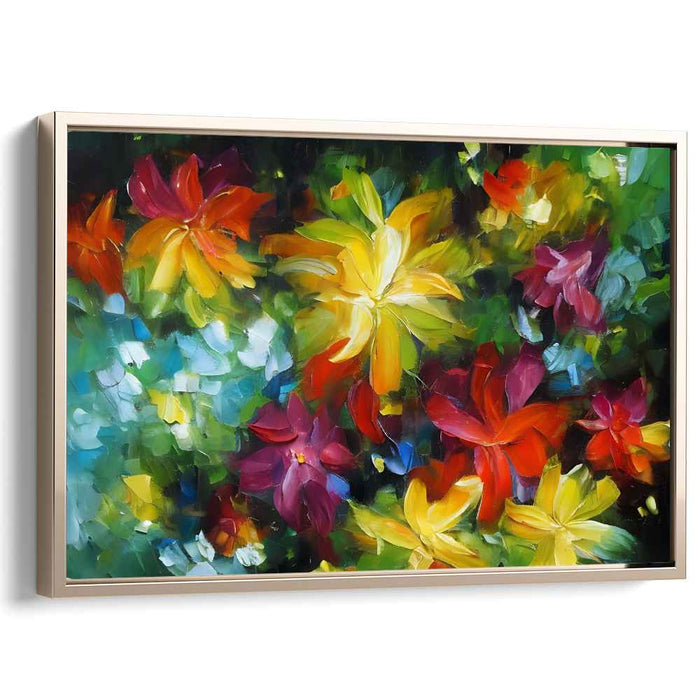Blossoming Oasis Dreams: Vibrant Garden Blooms Canvas Art Print