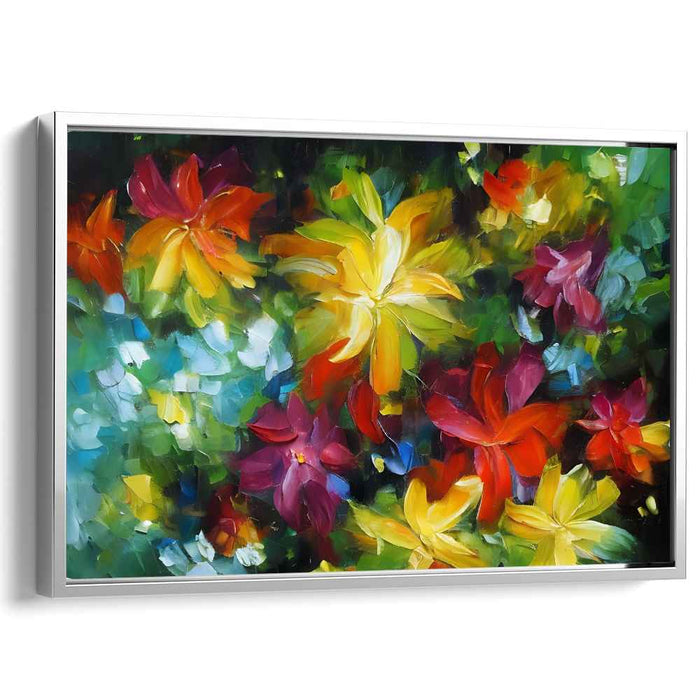 Blossoming Oasis Dreams: Vibrant Garden Blooms Canvas Art Print