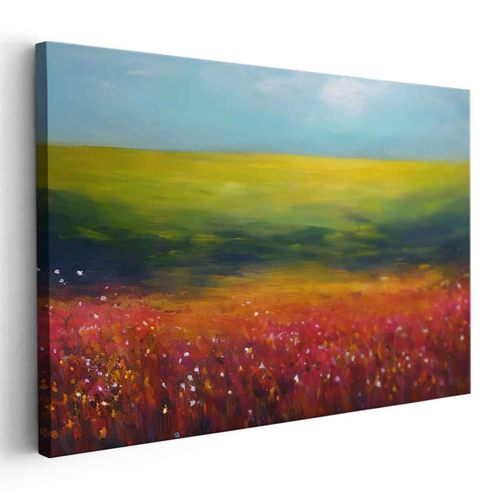 Glowing Meadows Mirage: Luminous Landscape of Vibrant Fields Canvas Art