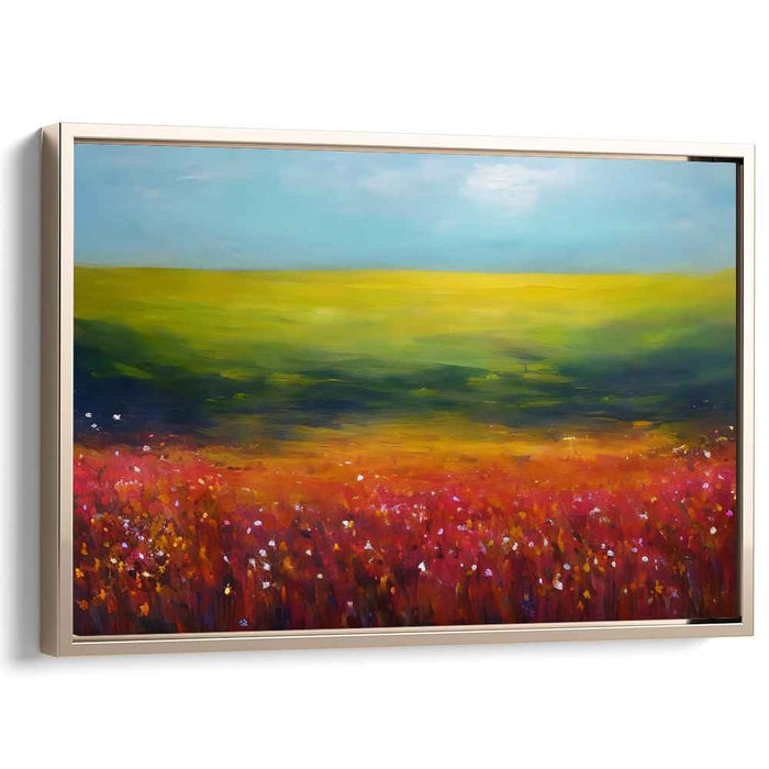 Glowing Meadows Mirage: Luminous Landscape of Vibrant Fields Canvas Art