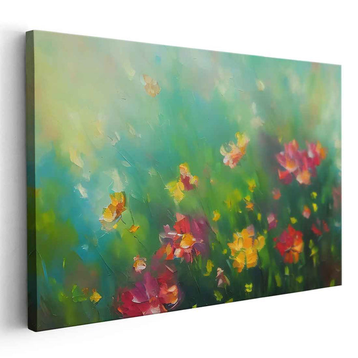 Midnight Garden Dance: Luminous Floral Impressionist Canvas Art