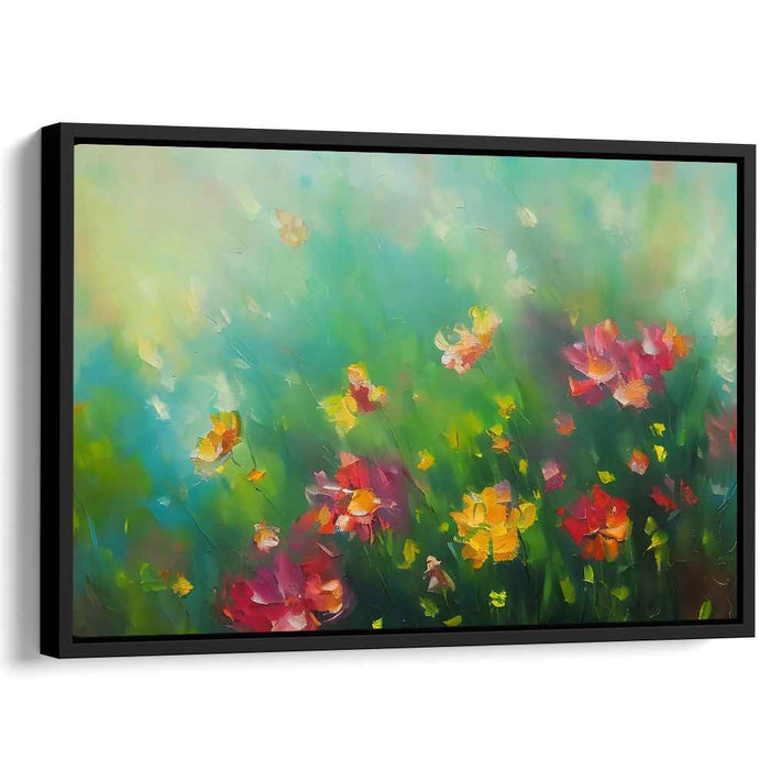 Midnight Garden Dance: Luminous Floral Impressionist Canvas Art