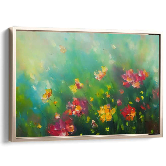 Midnight Garden Dance: Luminous Floral Impressionist Canvas Art