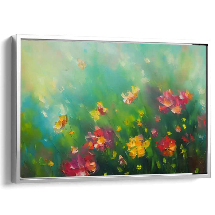 Midnight Garden Dance: Luminous Floral Impressionist Canvas Art