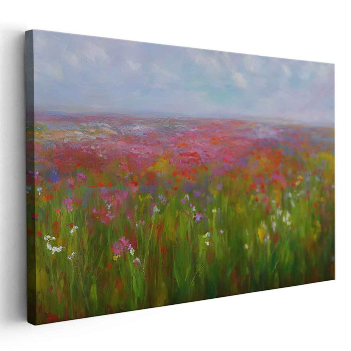 Blossom Burst on Canvas: Vibrant Meadow in Full Bloom Canvas Art Print