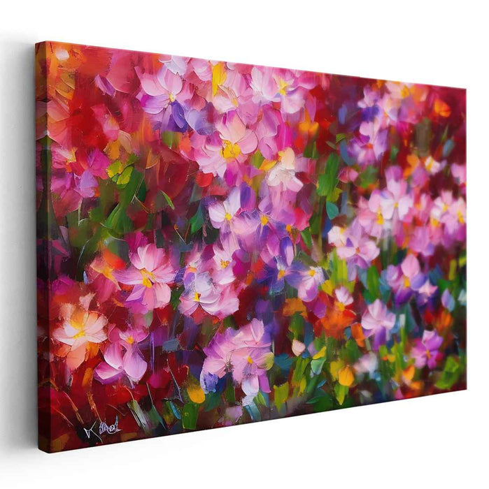 Blossom Burst Spectrum Melody: Vibrant Floral Abstract Canvas Art Print