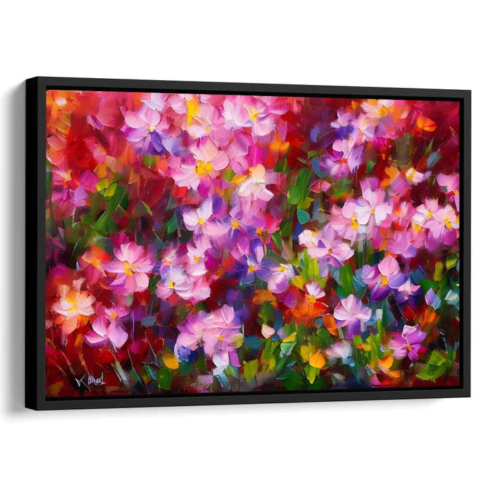 Blossom Burst Spectrum Melody: Vibrant Floral Abstract Canvas Art Print